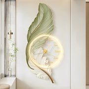 Modern Feather Art Wall Clock with LED Backlight and Remote