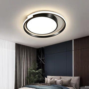 Minimalist Circular Flush Mount Ceiling Light - Black & Gold LED