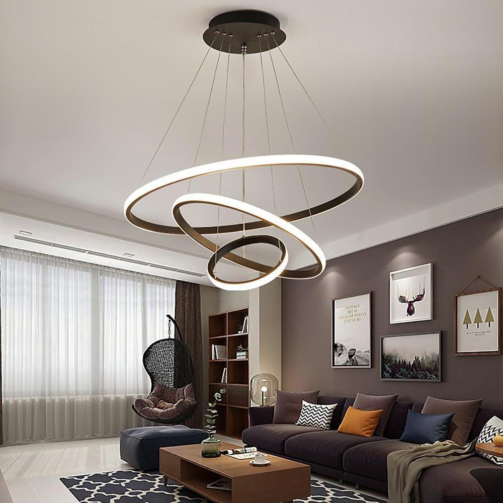 Modern Multi-Ring LED Pendant Light - Aluminum & Acrylic Chandelier
