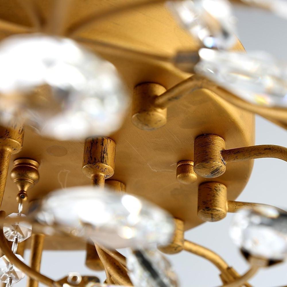 Crystal Leaf Flush Mount Ceiling Chandelier Vintage 15-Light