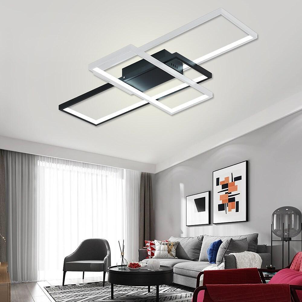 Tiered Rectangular Flush Mount LED Ceiling Light – Modern Metal