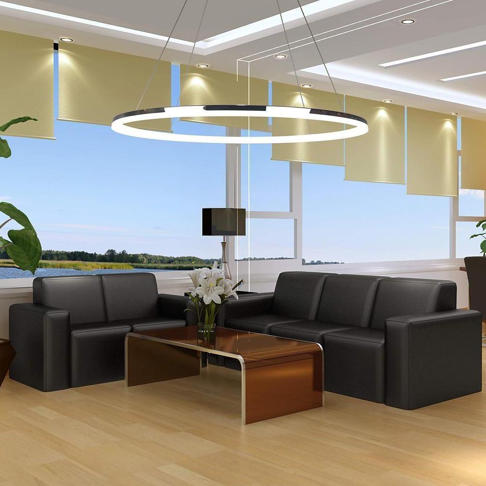 Modern LED Circular Pendant Light with Remote Control - Brushed Nickel
