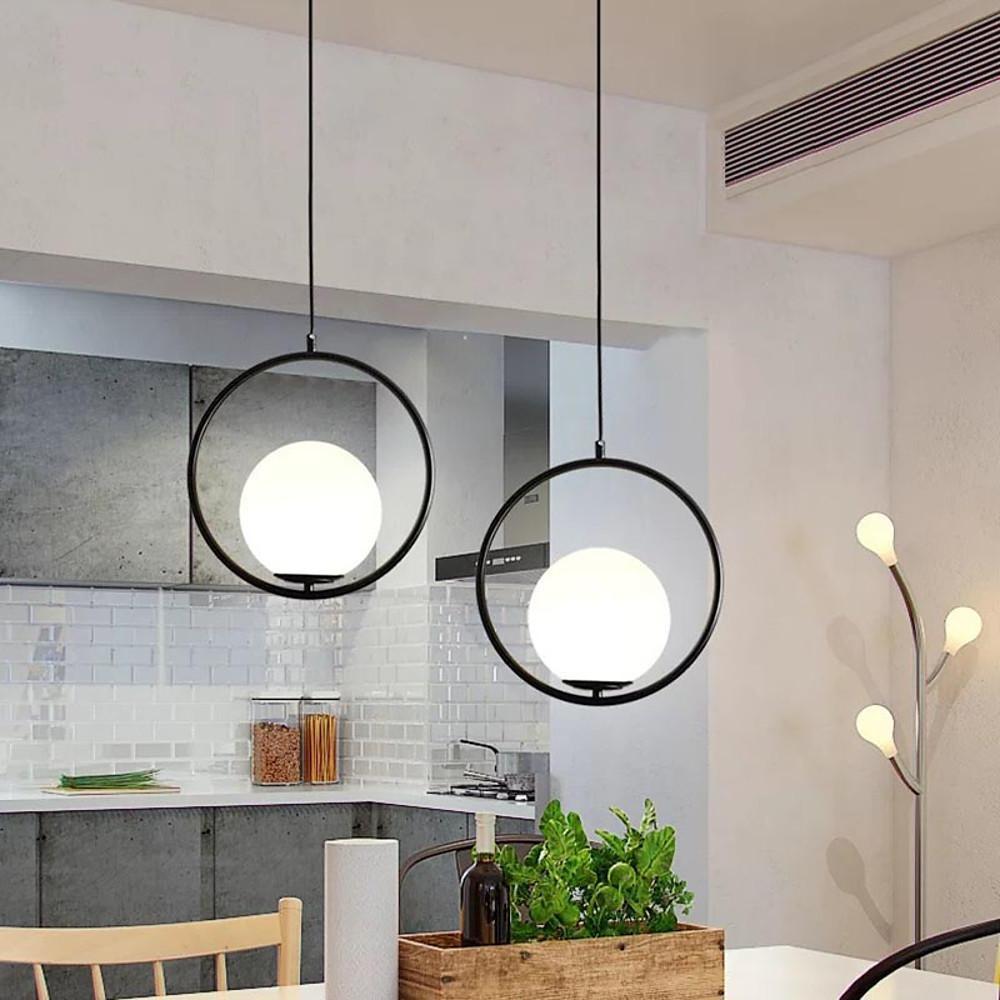 Modern Metal Circle Glass Globe Pendant Light