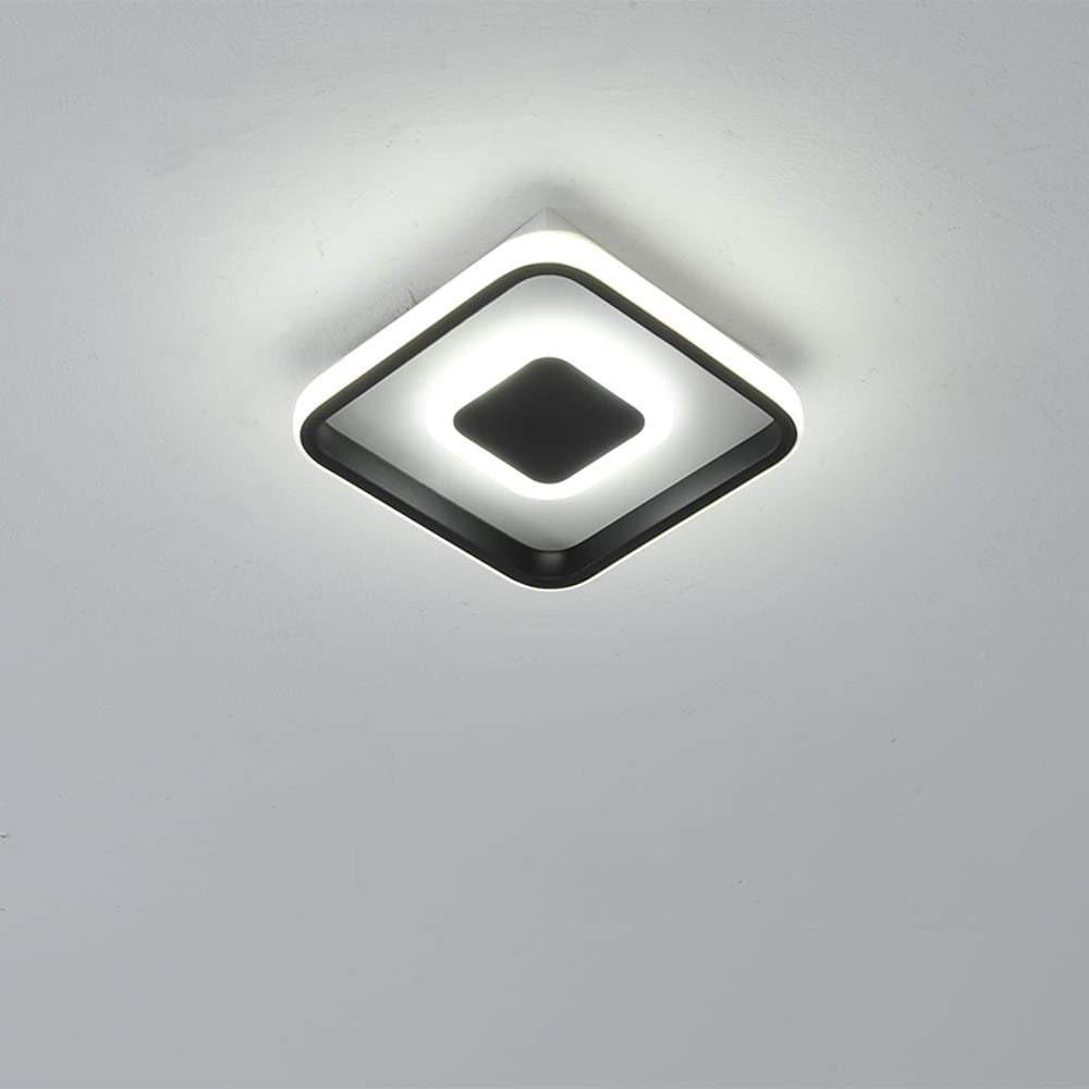 Dual Square LED Black Flush Mount Ceiling Light Modern Minimal