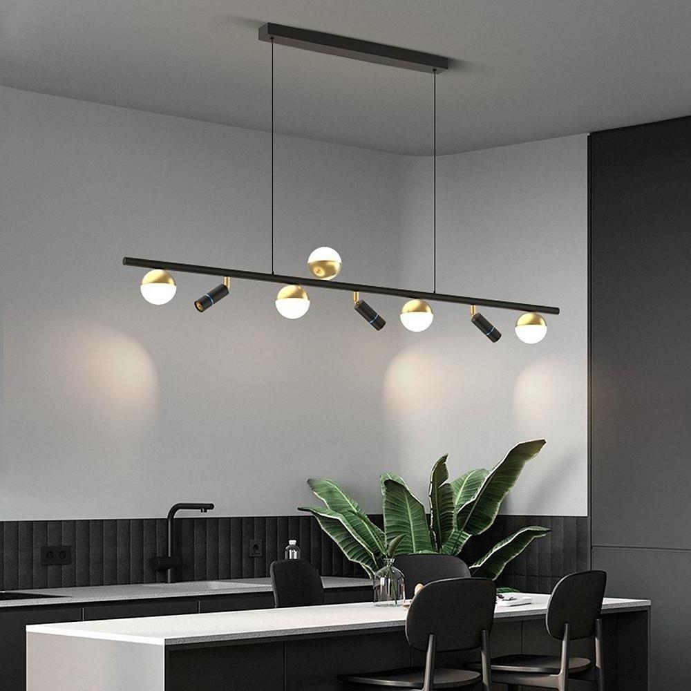 6/8-Light Black Linear Island Pendant Light with Acrylic Shades