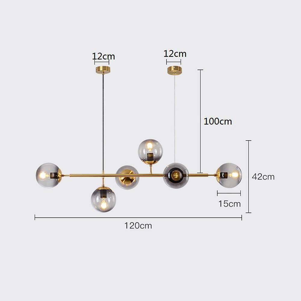 6-Light Glass Globe Chandelier - Modern Electroplated Pendant Light