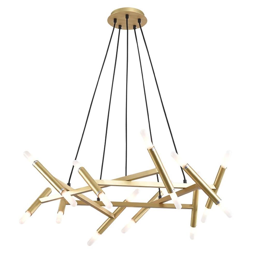 Modern Industrial Sputnik Chandelier - Black & Gold Metal
