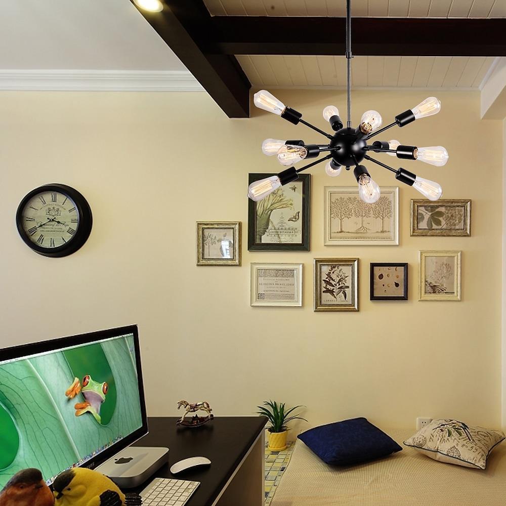 Modern Sputnik Chandelier with 12 Lights - Metal Dining Room Fixture