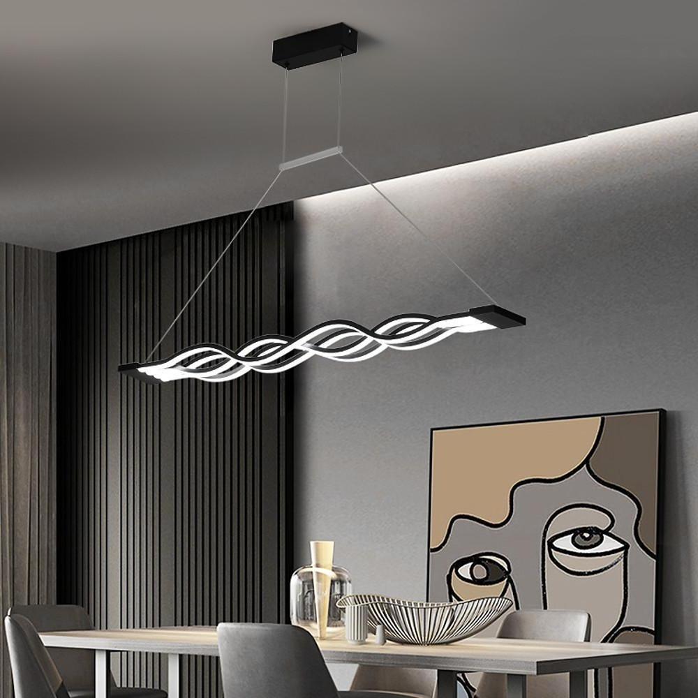 Modern Wave LED Pendant Light 39'' Aluminum Dining Chandelier
