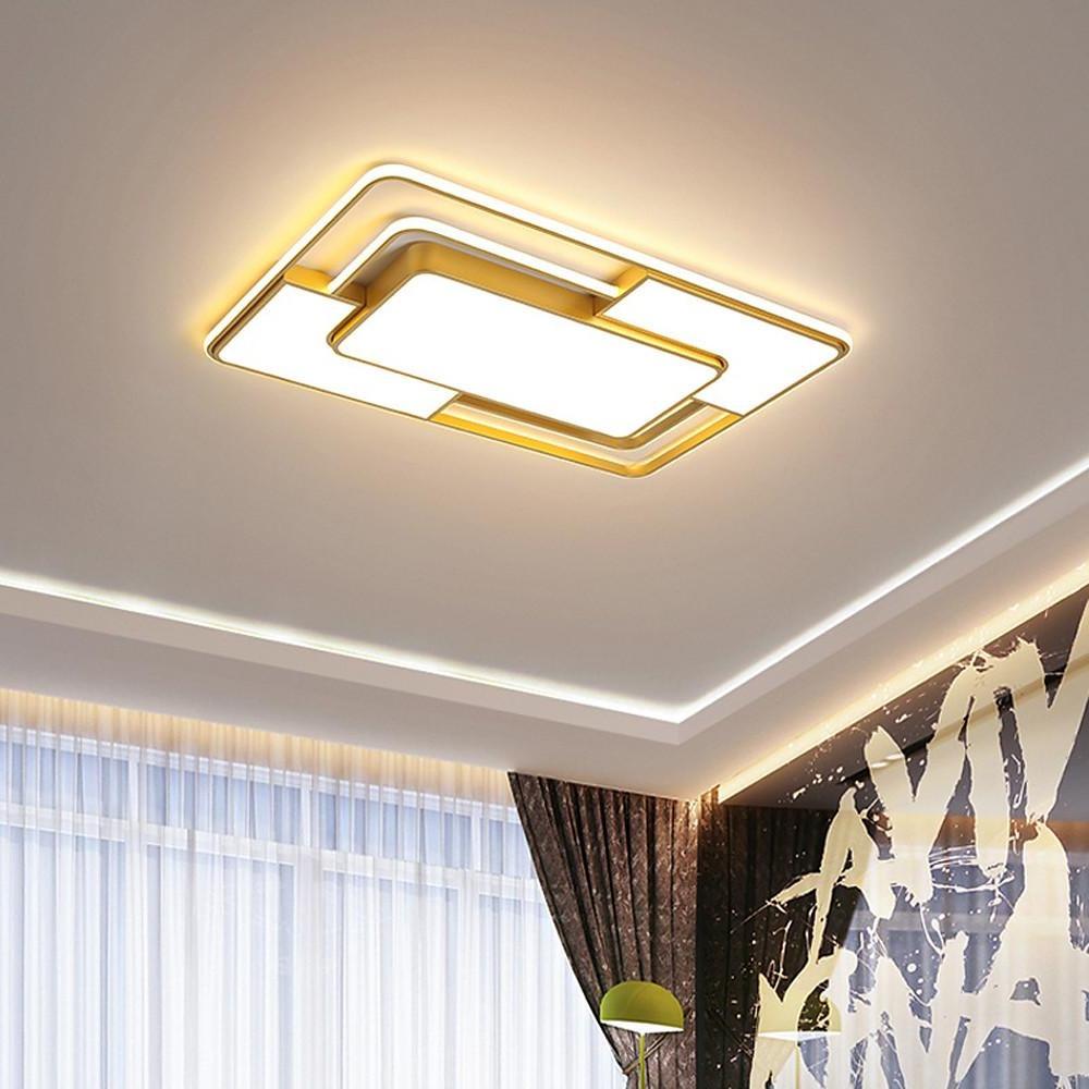Modern Geometric LED Flush Mount Ceiling Light - Metal & Acrylic