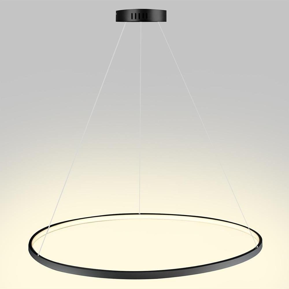 Modern Ring Pendant Light 30W LED Dimmable Black Metal Acrylic