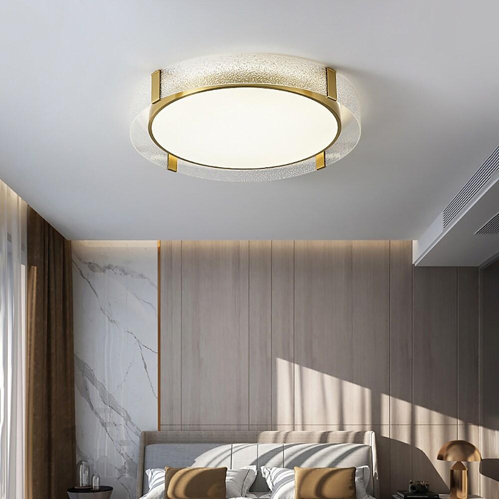 Nordic Glass Copper Flush Mount Ceiling Light LED Integrated