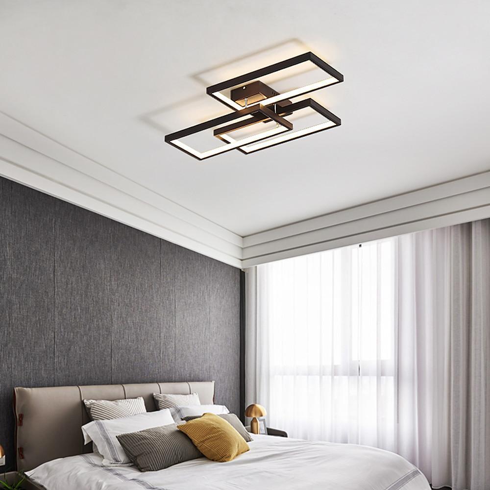 Geometric Rectangle LED Flush Mount Ceiling Light - Modern Metal