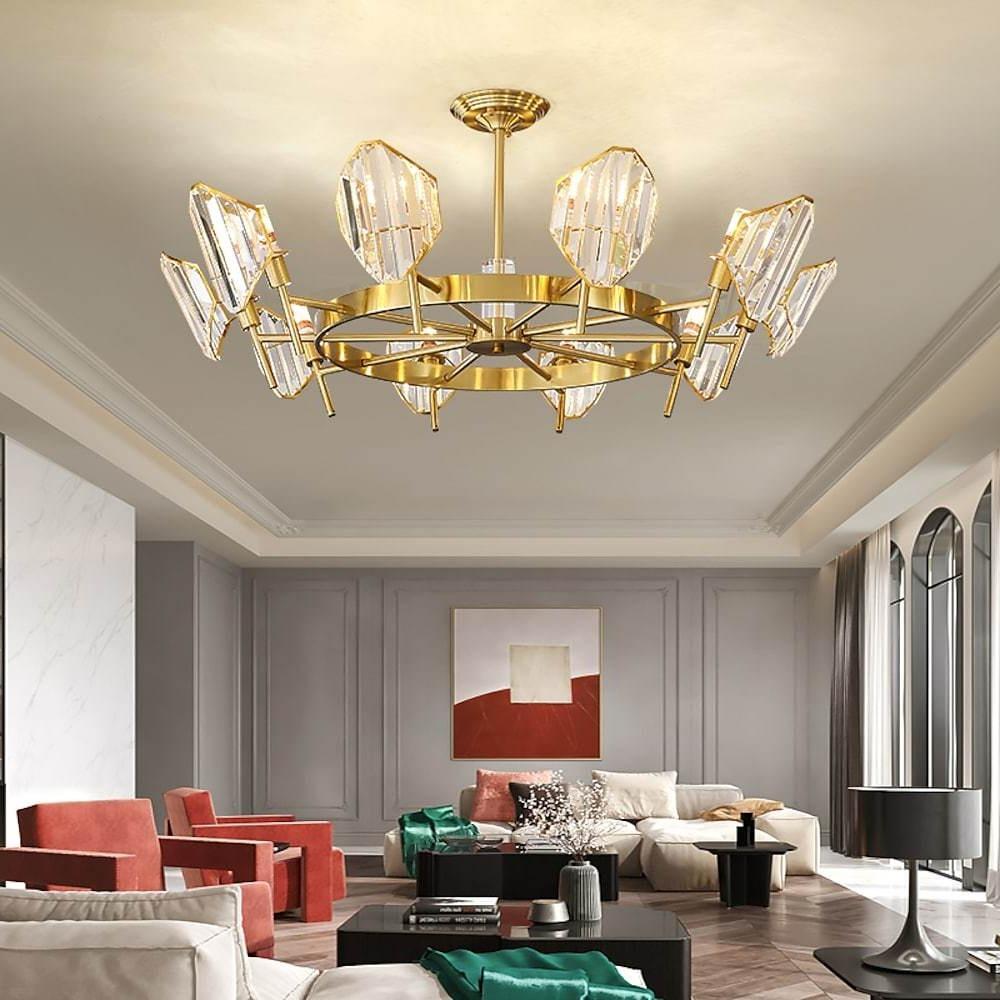 Crystal Ring Chandelier – Gold Metal Frame Luxury Ceiling Light