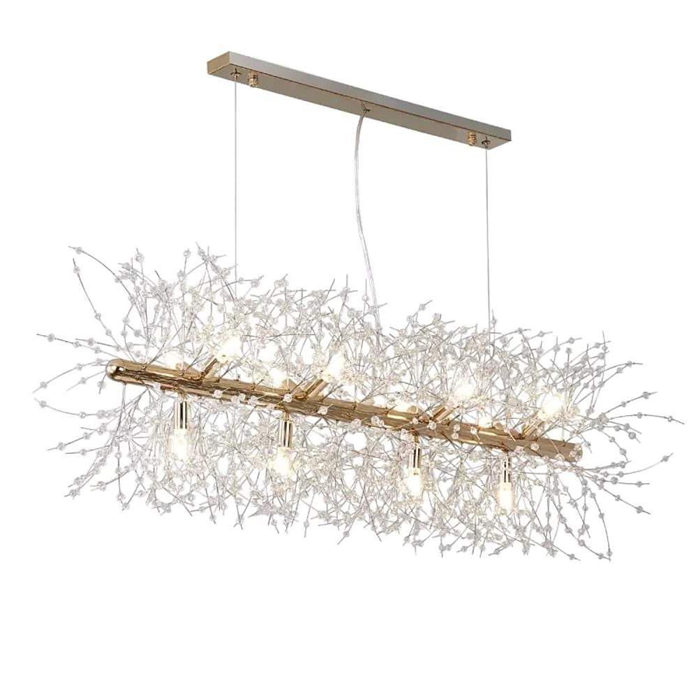 12-Light Crystal Firework Island Pendant Light - Modern Linear