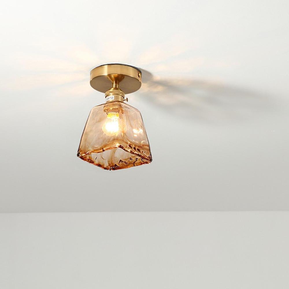 Glass Lantern Nordic Semi-Flush Mount Ceiling Light