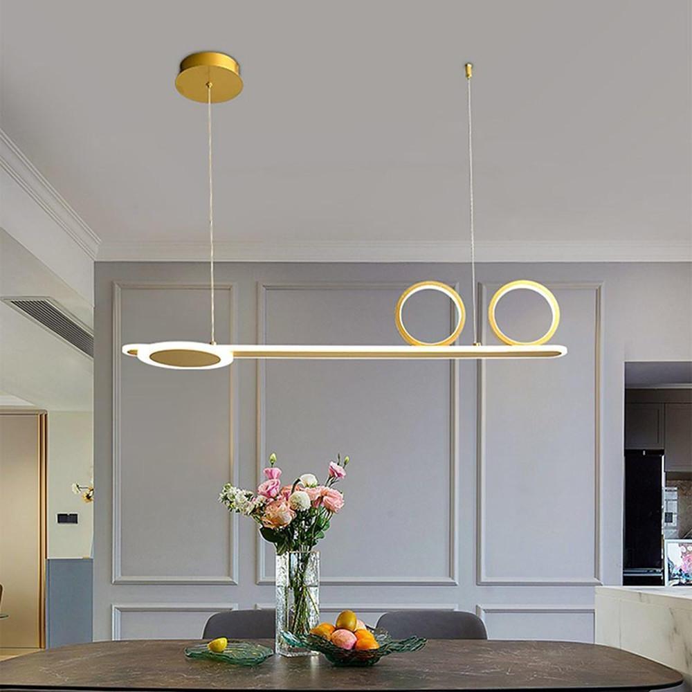 Modern 3-Circle Linear LED Pendant Light – Metal & Acrylic