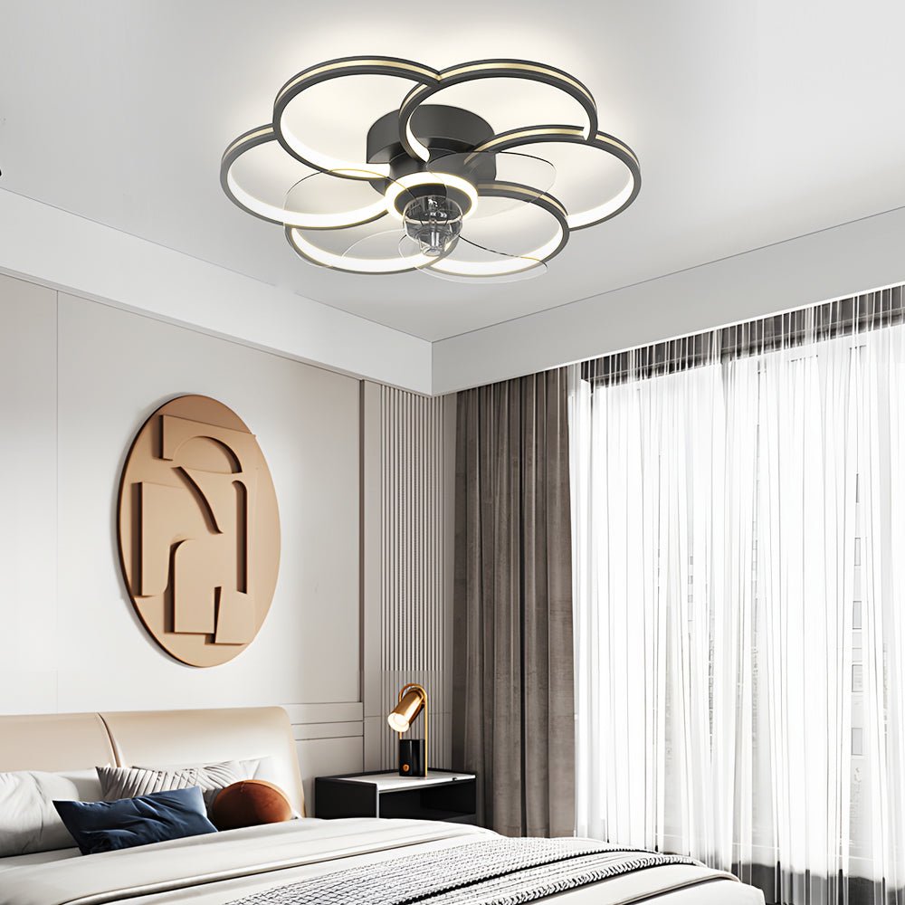 Modern Floral LED Ceiling Fan Light with Remote Control