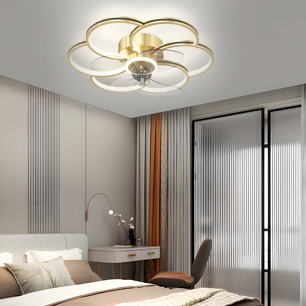 Modern Floral LED Ceiling Fan Light with Remote Control