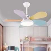 Modern Wooden Ceiling Fan with Light for Kids Room