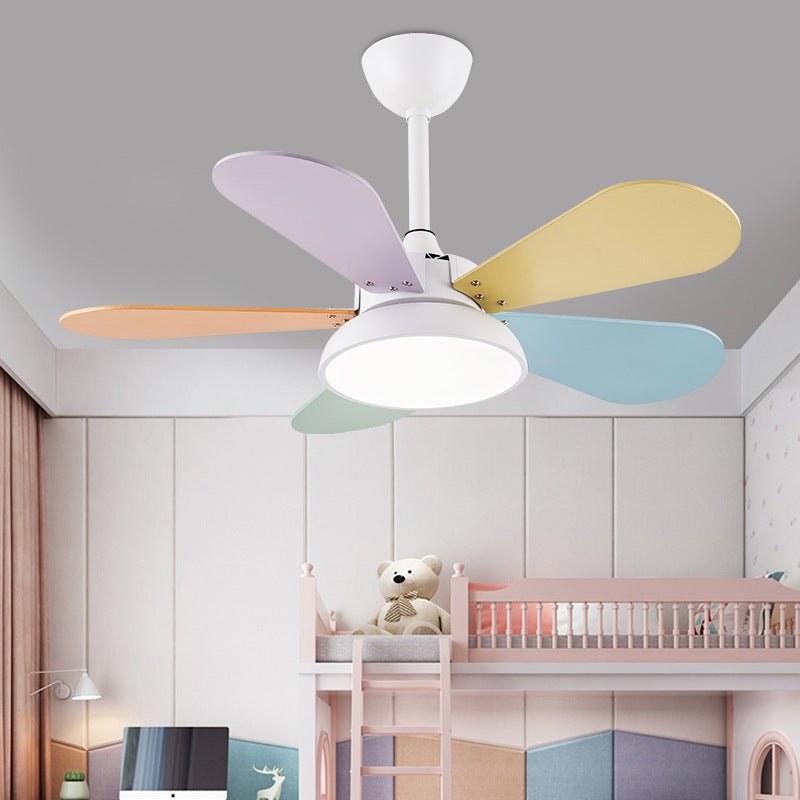 Modern Wooden Ceiling Fan with Light for Kids Room