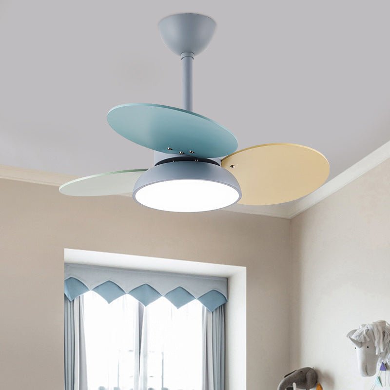 Modern Wooden Ceiling Fan with Light for Kids Room