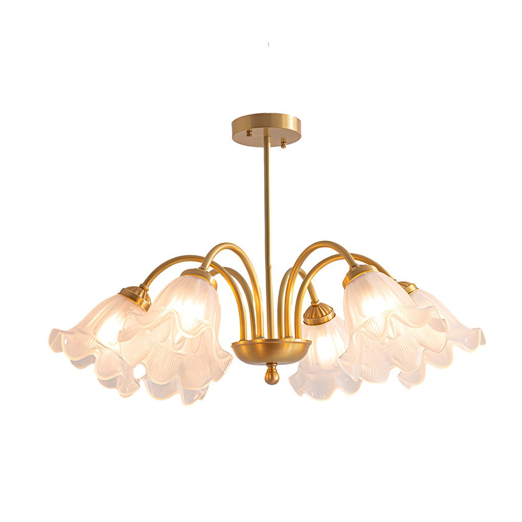 Modern Floral Glass Shade Chandelier with 3-Step Dimming
