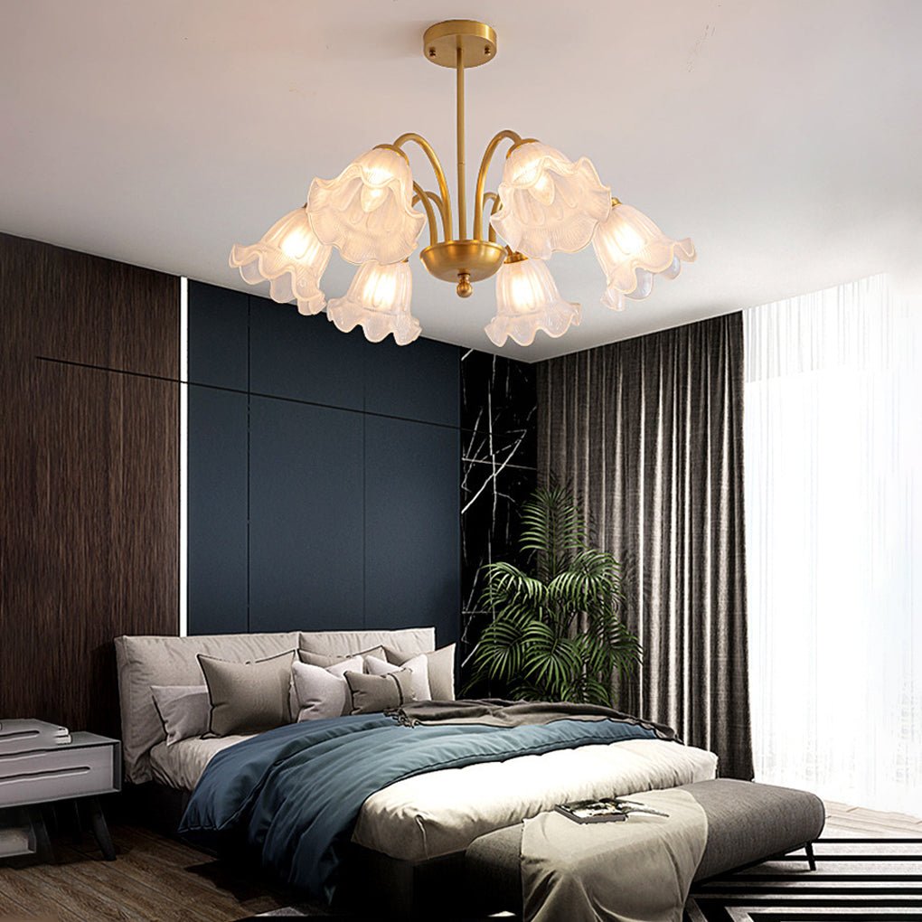 Modern Floral Glass Shade Chandelier with 3-Step Dimming