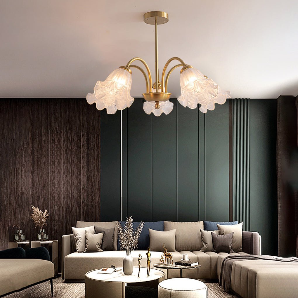 Modern Floral Glass Shade Chandelier with 3-Step Dimming