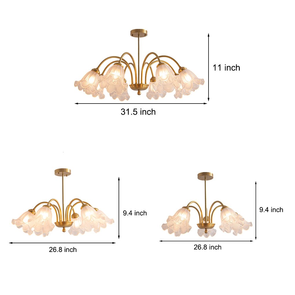 Modern Floral Glass Shade Chandelier with 3-Step Dimming