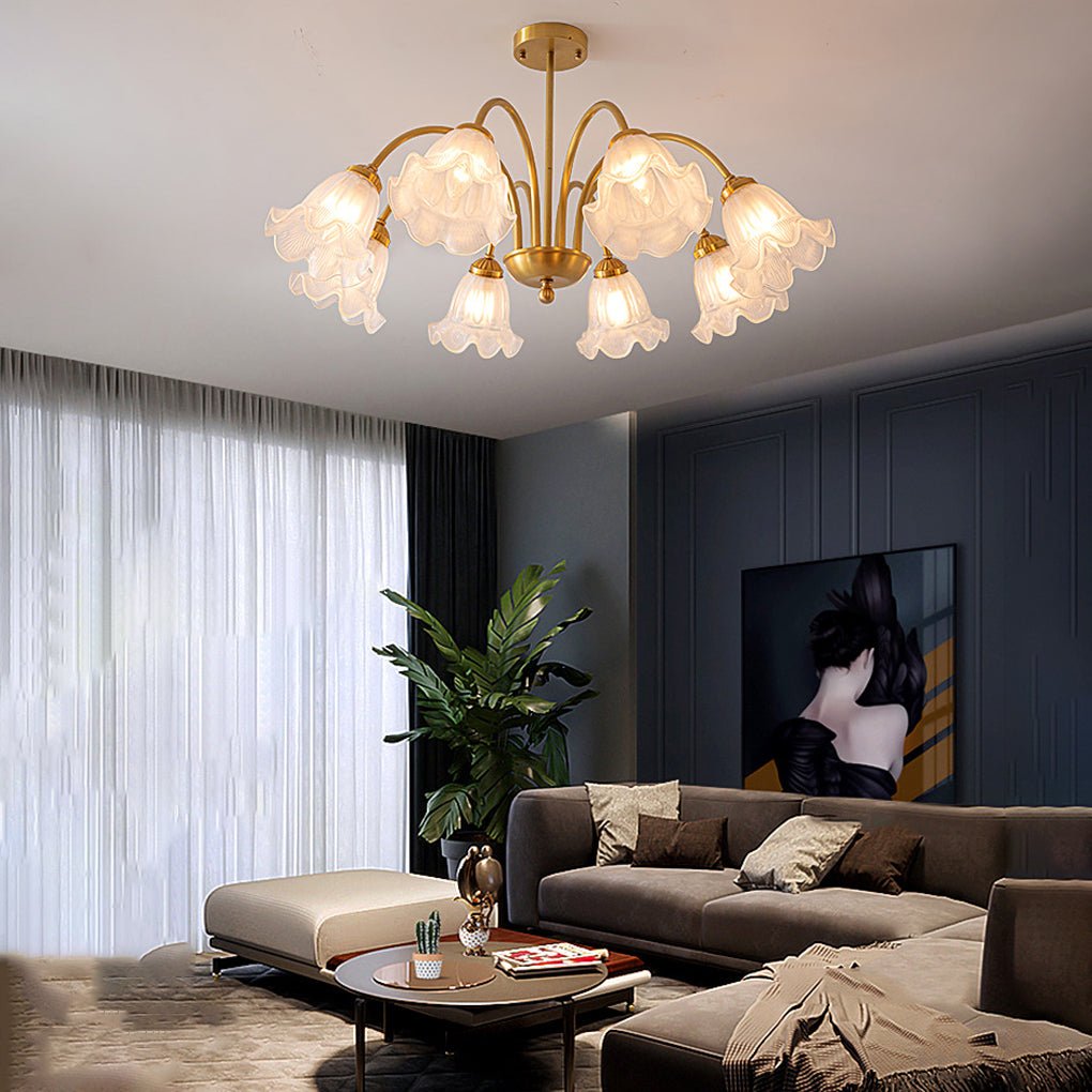 Modern Floral Glass Shade Chandelier with 3-Step Dimming