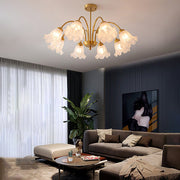Modern Floral Glass Shade Chandelier with 3-Step Dimming