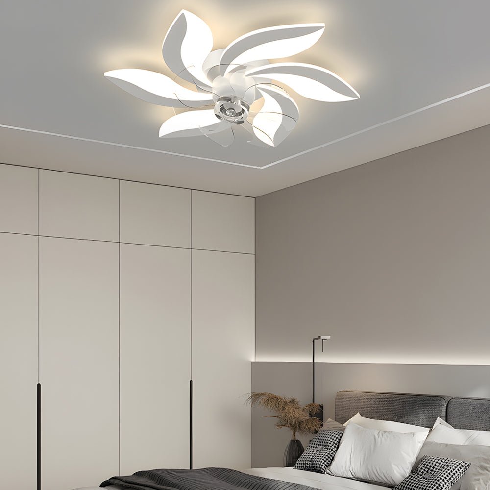 Modern Floral Ceiling Fan Light with Dimmable LED | 3 Finishes