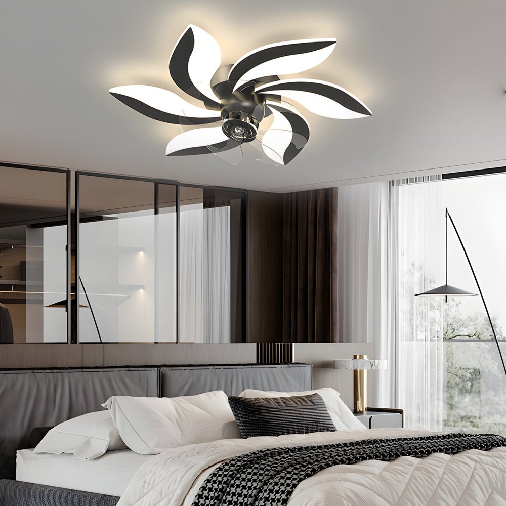Modern Floral Ceiling Fan Light with Dimmable LED | 3 Finishes