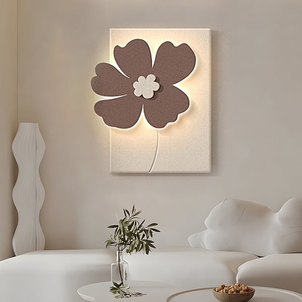 3D Floral Sandstone Wall Art with LED Backlight & Remote Control