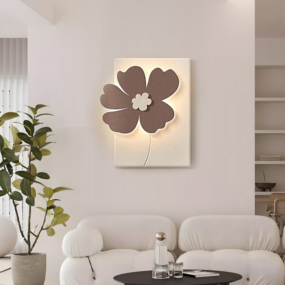 3D Floral Sandstone Wall Art with LED Backlight & Remote Control