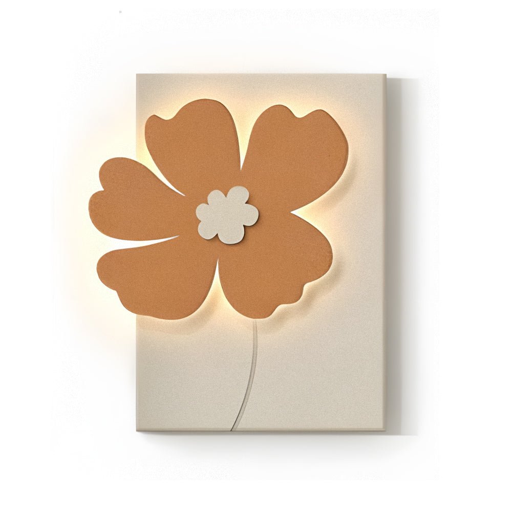 3D Floral Sandstone Wall Art with LED Backlight & Remote Control