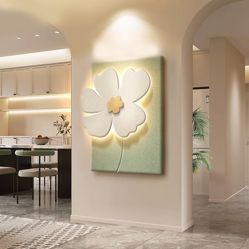 3D Floral Sandstone Wall Art with LED Backlight & Remote Control
