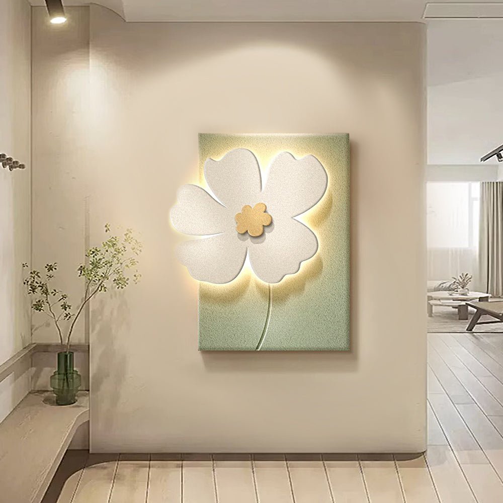 3D Floral Sandstone Wall Art with LED Backlight & Remote Control