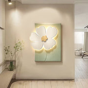 3D Floral Sandstone Wall Art with LED Backlight & Remote Control