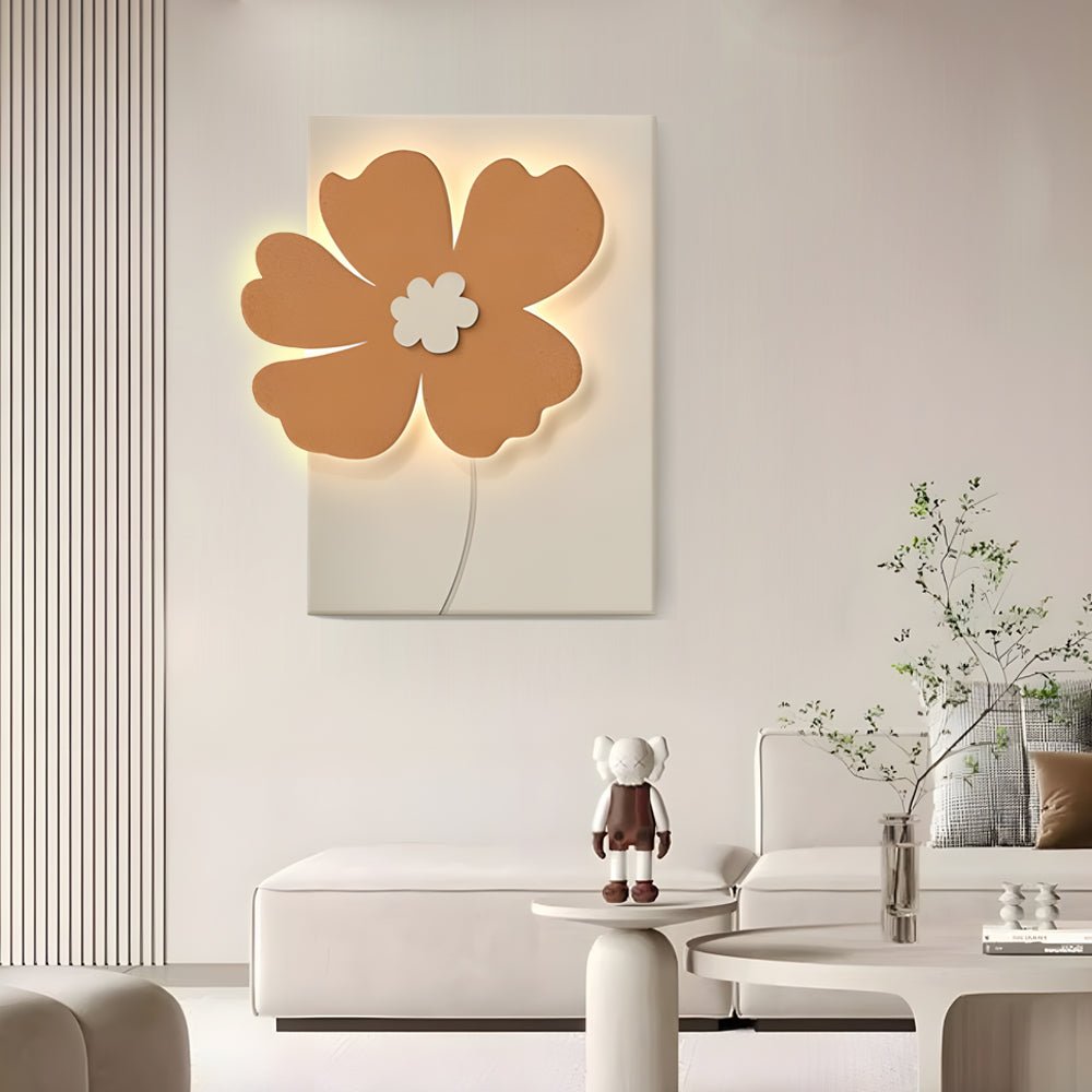 3D Floral Sandstone Wall Art with LED Backlight & Remote Control