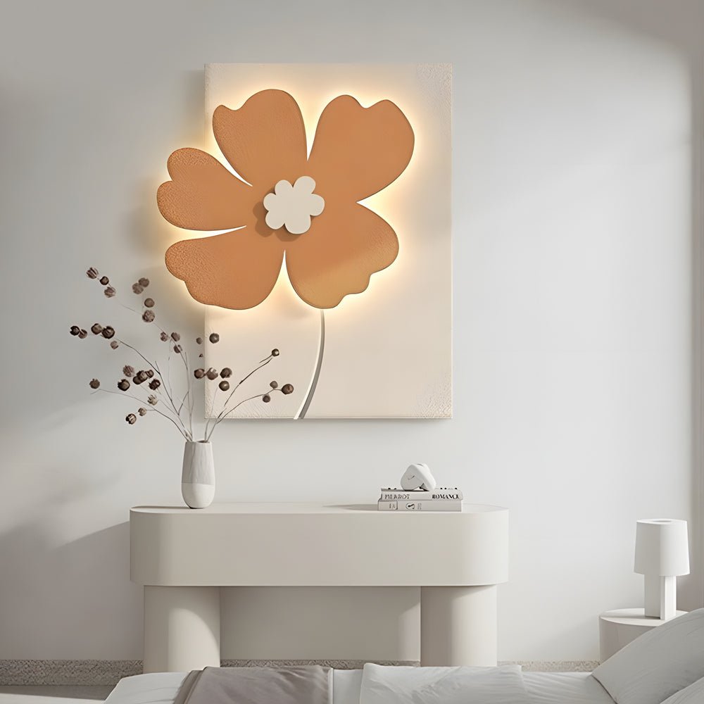 3D Floral Sandstone Wall Art with LED Backlight & Remote Control