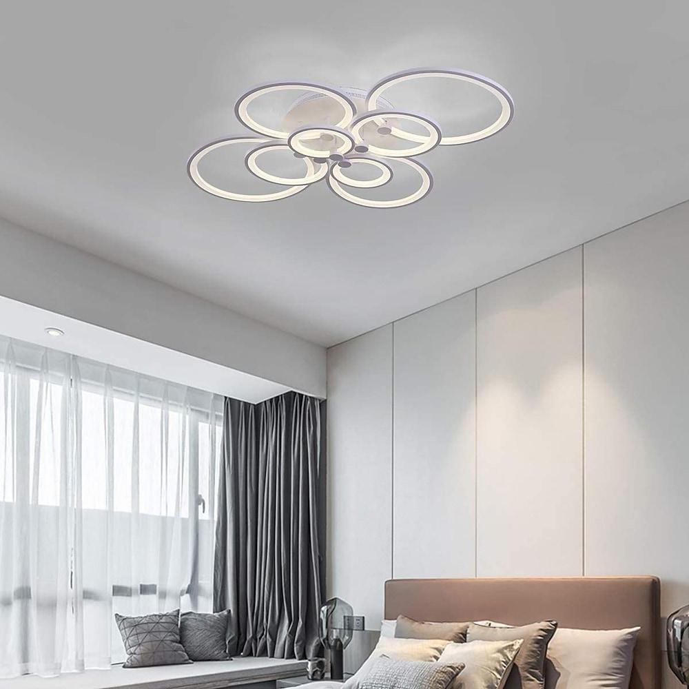 Modern Semi Flush Mount Light with Overlapping Rings - LED Ceiling