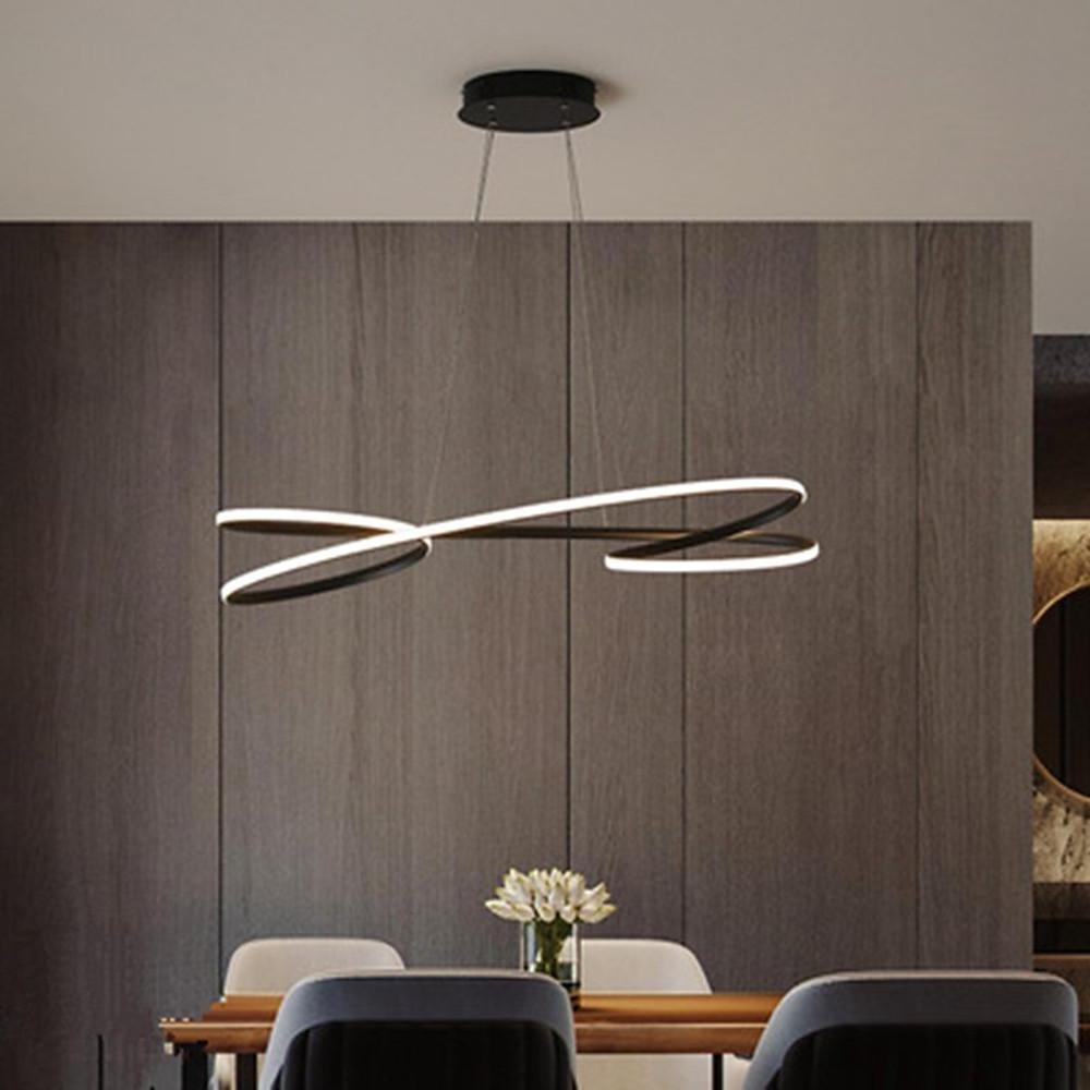 Modern Wave Ribbon LED Chandelier Aluminum Acrylic Pendant
