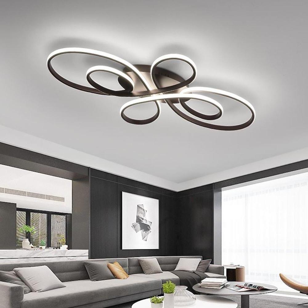 Curved Dimmable LED Flush Mount Ceiling Light – Modern Aluminum