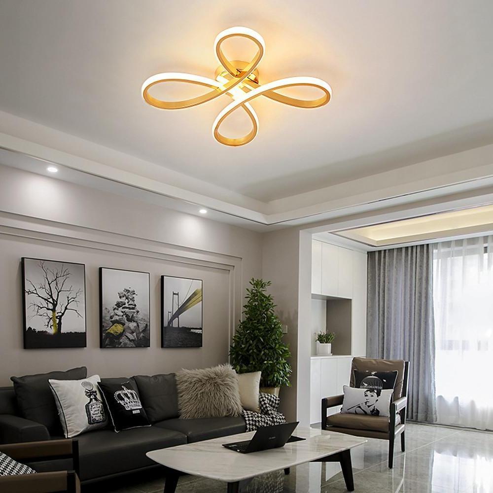 Linear Flower Shaped LED Flush Mount Ceiling Light in Gold Finish