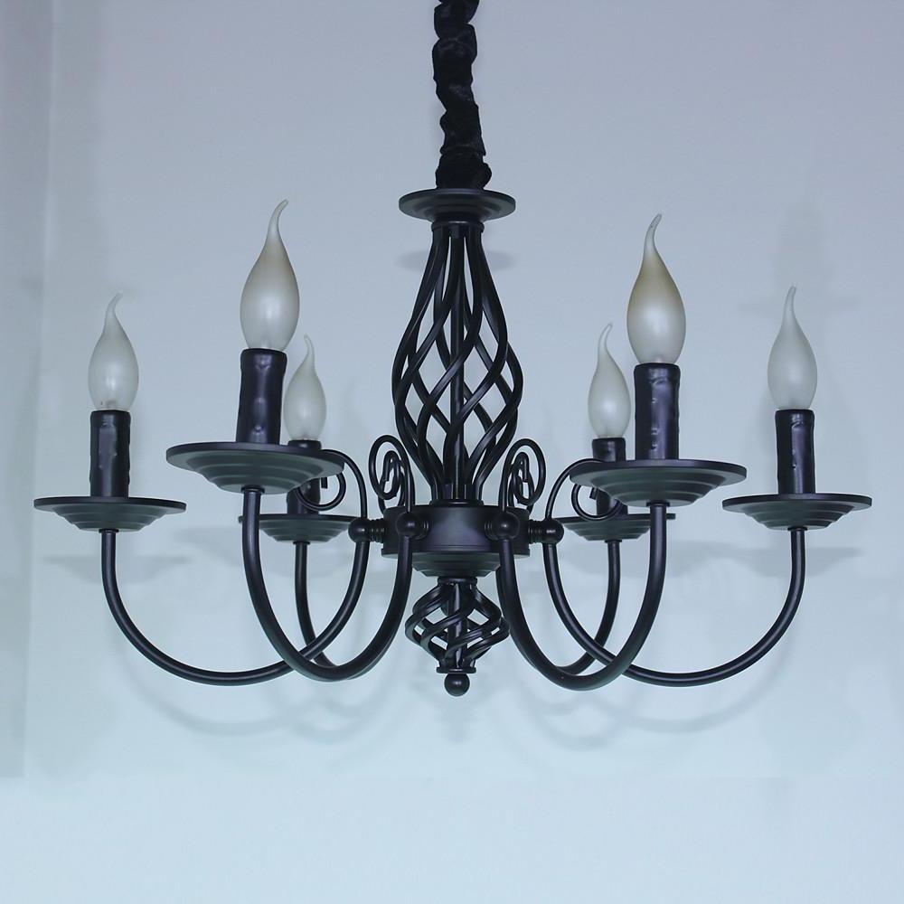 6-Light Candle Style Metal Chandelier - Rustic Industrial Design
