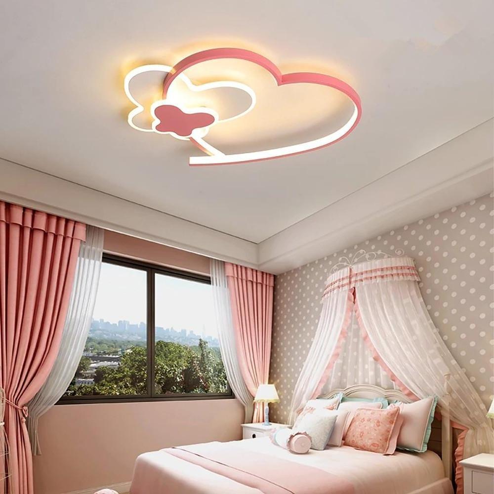 Modern Twin Hearts Metal Flush Mount LED Ceiling Light for Kids Room