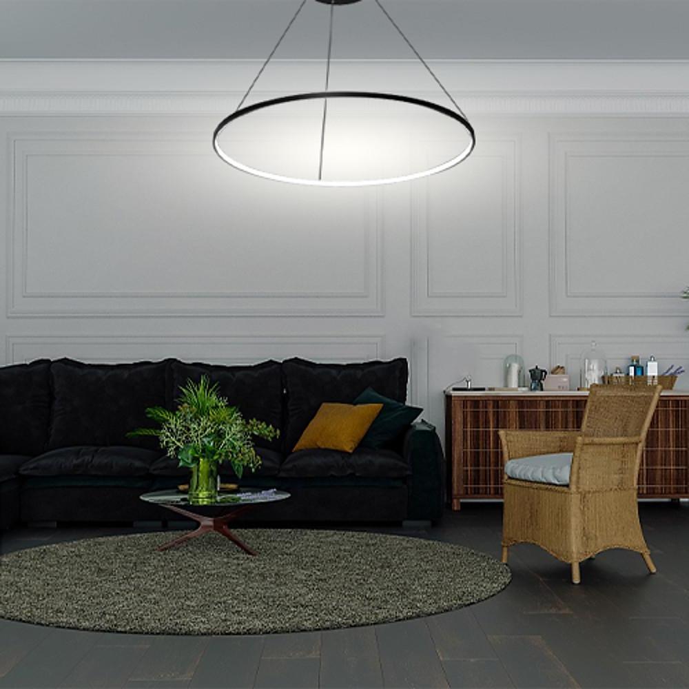24" Modern Ring Pendant Light with Opal Acrylic Shade & LED