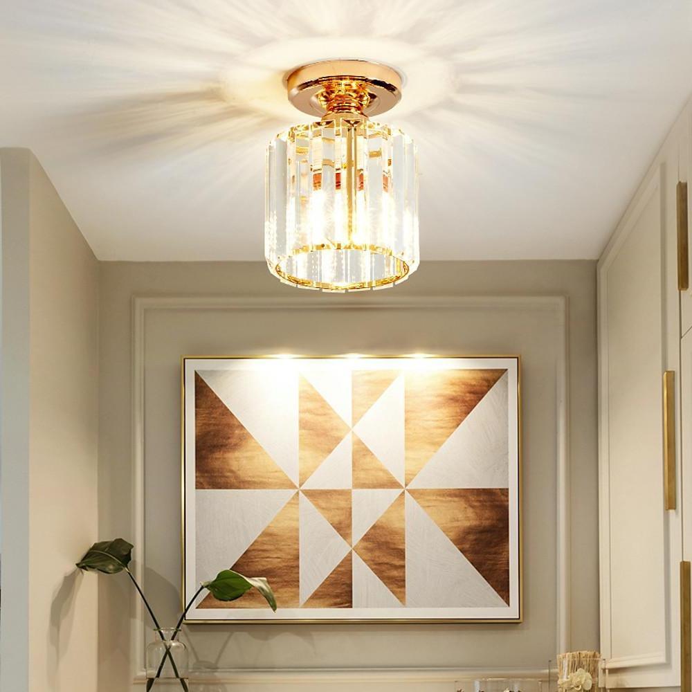 Crystal Semi-Flush Mount Ceiling Light - Modern Industrial LED
